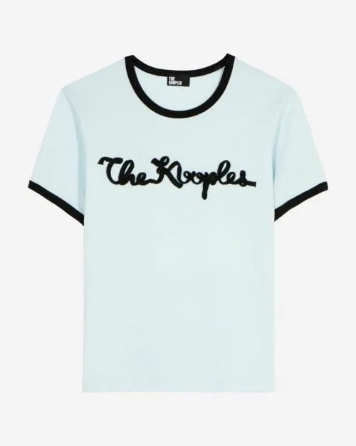 Women Tshirts The Kooples Light Blue Embroidered TShirt Baby Blue