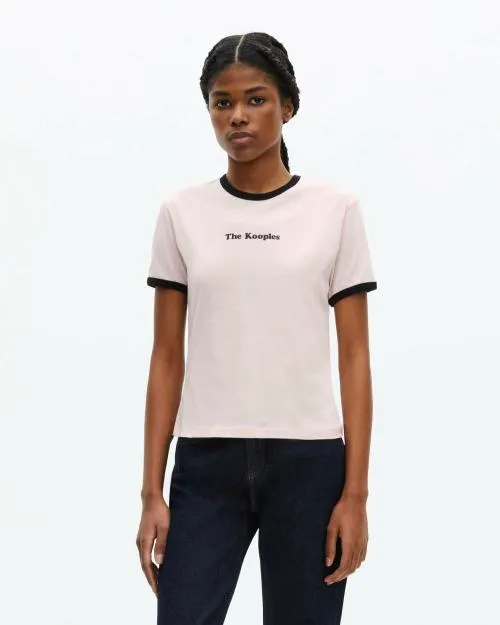 Women Tshirts The Kooples Pale Pink Screen Print TShirt Lila