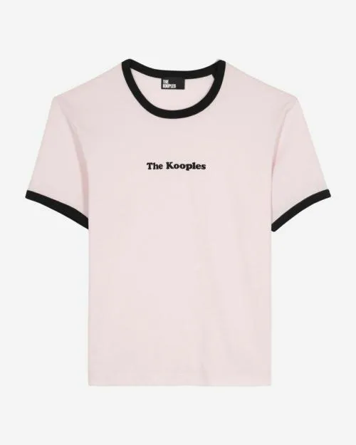 Women Tshirts The Kooples Pale Pink Screen Print TShirt Lila