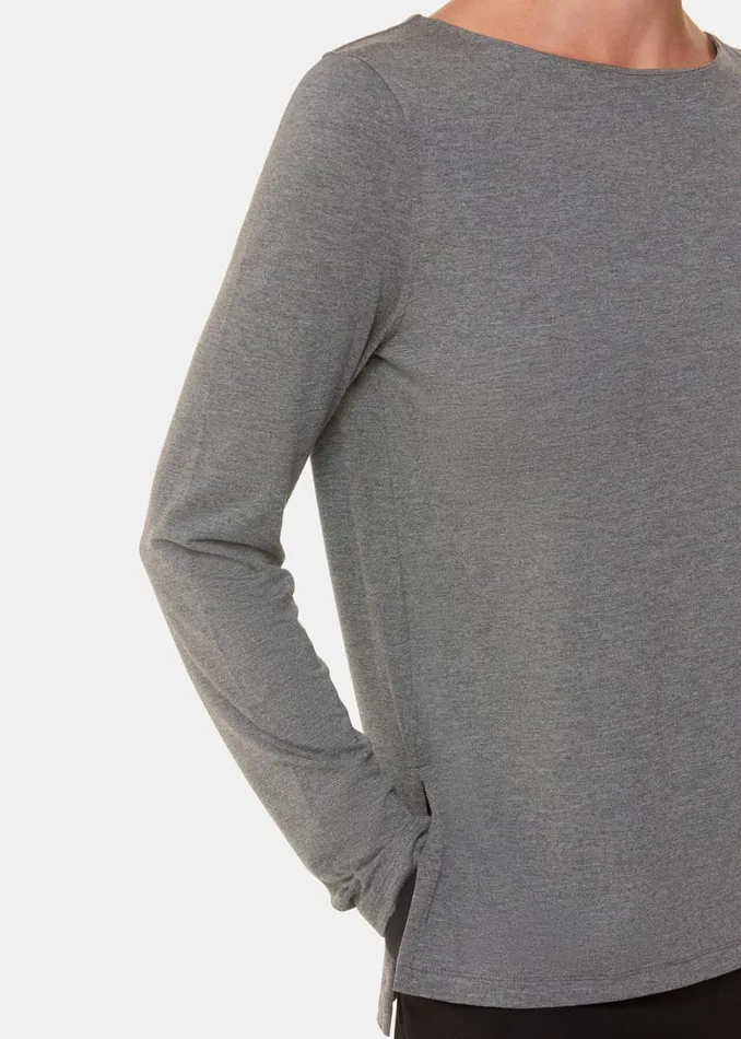 Women TShirts Whistles Grey Marl Slim Straight Neck Jersey Top
