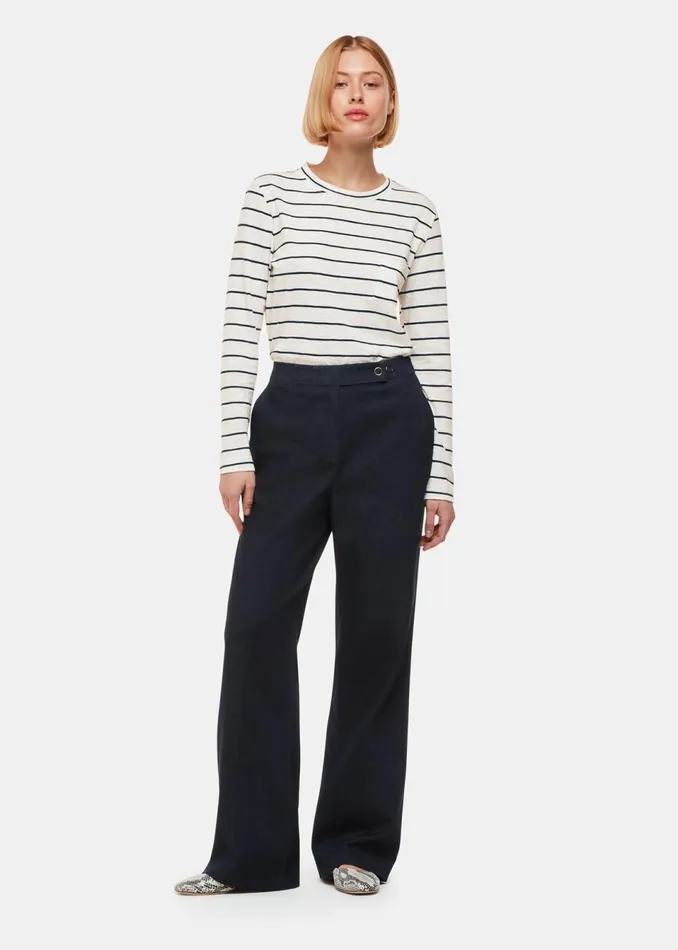 Women TShirts Whistles Ivory Stripe Crew Neck Pocket Top