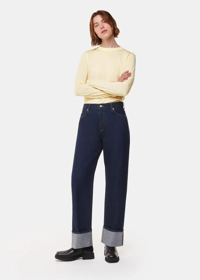 Women TShirts Whistles Yellow Wool Blend Crew Neck Top