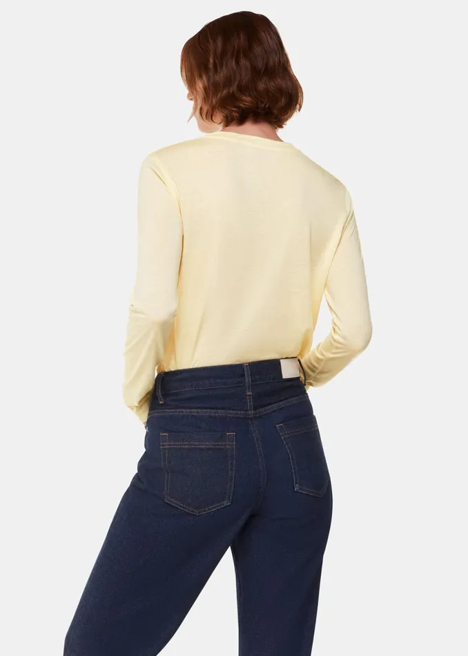 Women TShirts Whistles Yellow Wool Blend Crew Neck Top