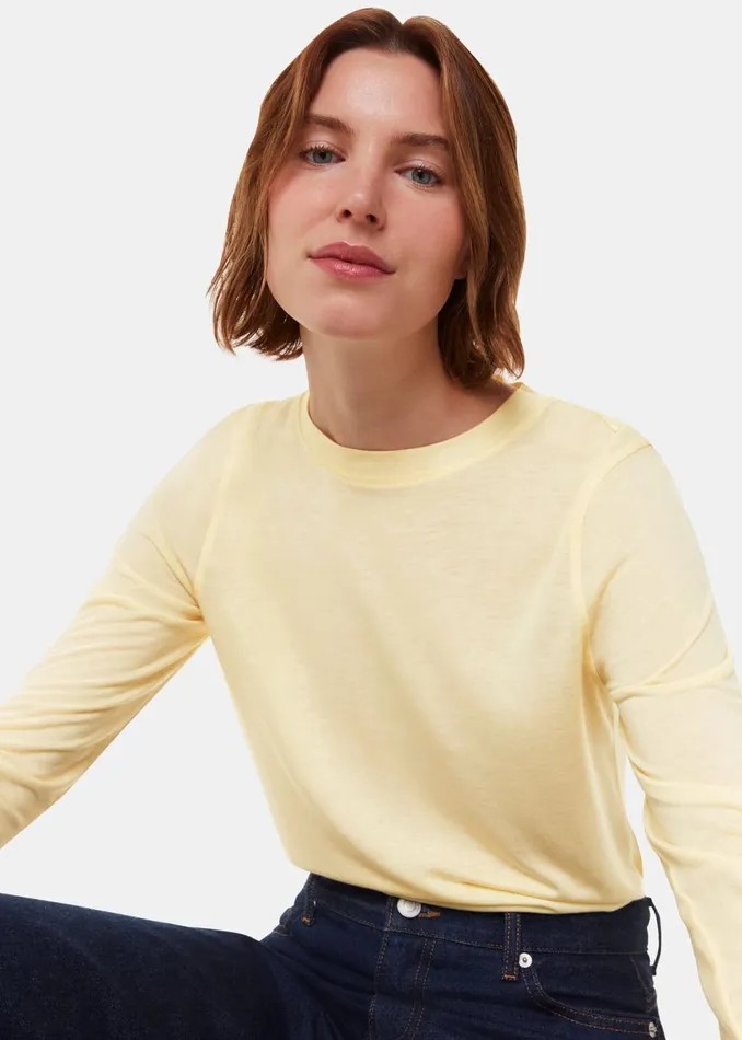 Women TShirts Whistles Yellow Wool Blend Crew Neck Top