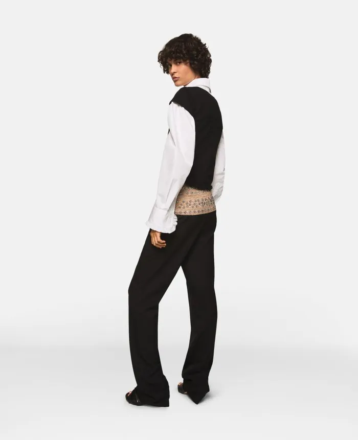 Women Tailoring Stella McCartney CrystalEmbellished Wool Trousers Midnight Black