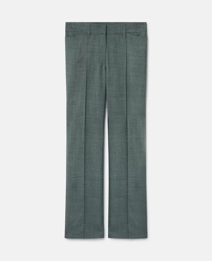 Women Tailoring Stella McCartney Wool Mouline Tailored Trousers Pistachio