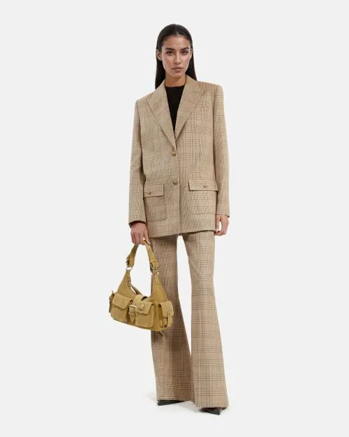 Women Tailoring The Kooples Beige Prince Of Wales Wool Suit Jacket Beigebrown