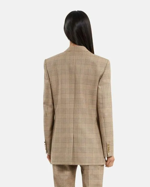 Women Tailoring The Kooples Beige Prince Of Wales Wool Suit Jacket Beigebrown