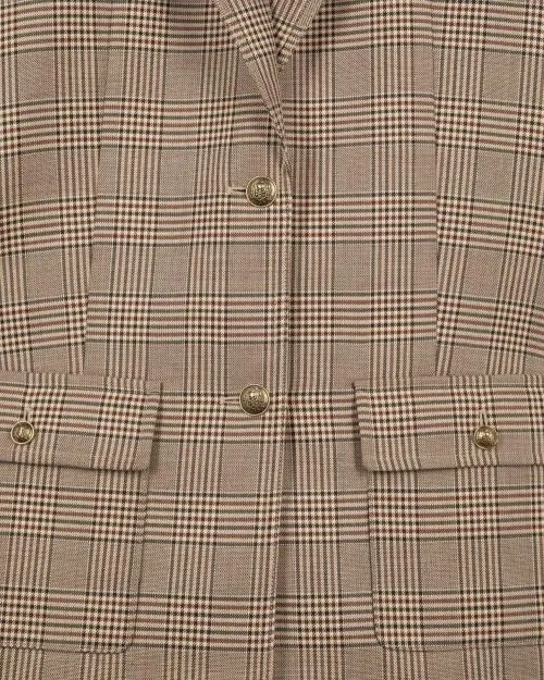 Women Tailoring The Kooples Beige Prince Of Wales Wool Suit Jacket Beigebrown