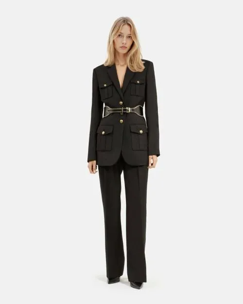 Women Tailoring The Kooples Black SafariStyle Suit Jacket Black