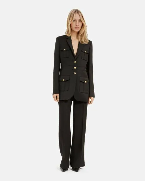 Women Tailoring The Kooples Black SafariStyle Suit Jacket Black