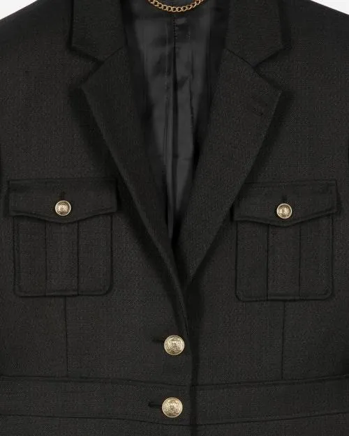 Women Tailoring The Kooples Black SafariStyle Suit Jacket Black