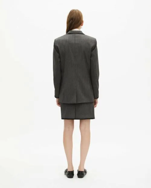 Women Tailoring The Kooples Gray Striped Wool Blend Jacket Dark Grey