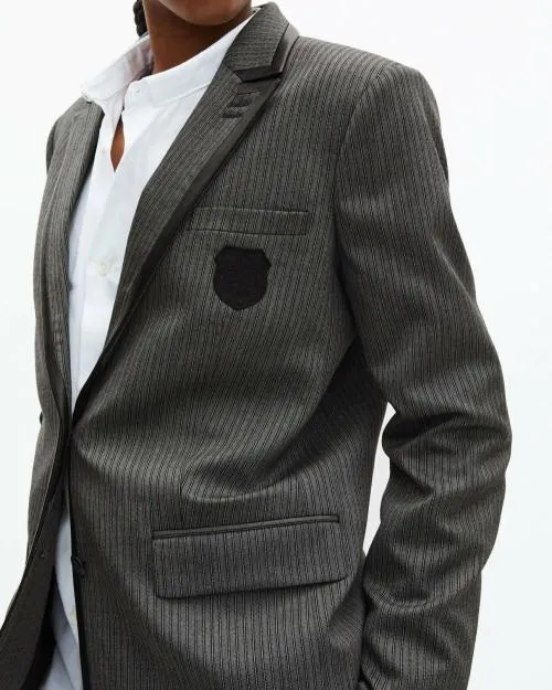 Women Tailoring The Kooples Gray Striped Wool Blend Jacket Dark Grey