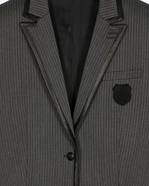 Women Tailoring The Kooples Gray Striped Wool Blend Jacket Dark Grey