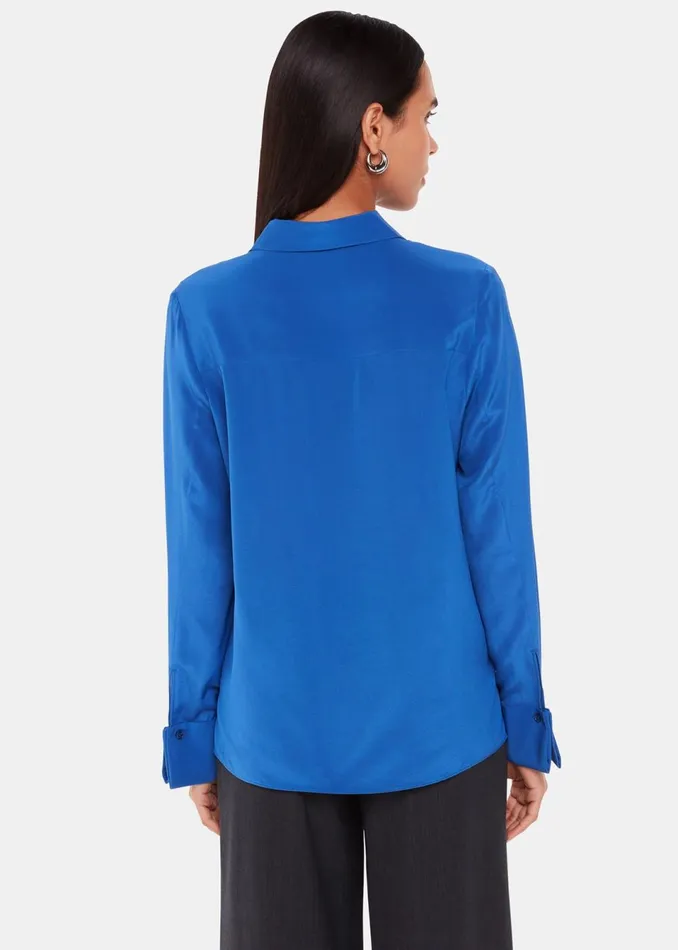 Women Tailoring Whistles Blue Ultimate Silk Shirt