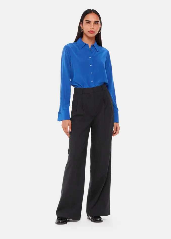 Women Tailoring Whistles Blue Ultimate Silk Shirt