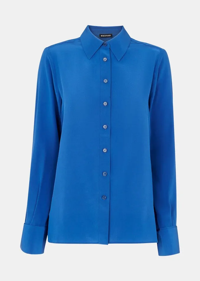 Women Tailoring Whistles Blue Ultimate Silk Shirt