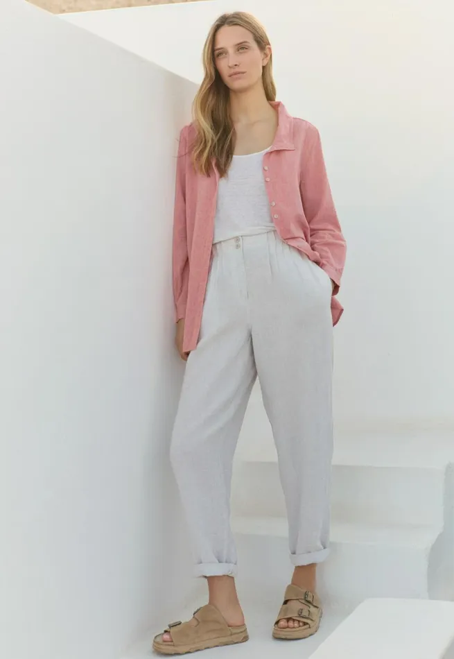Women Tapered Trousers Ice Grey Poetry Fashion Trousers and Shorts