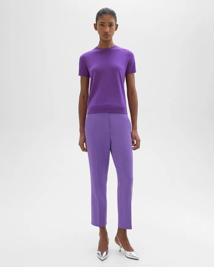 Women Theory Suits HighWaist Slim Crop Pant In Admiral Crepe Bright Peony