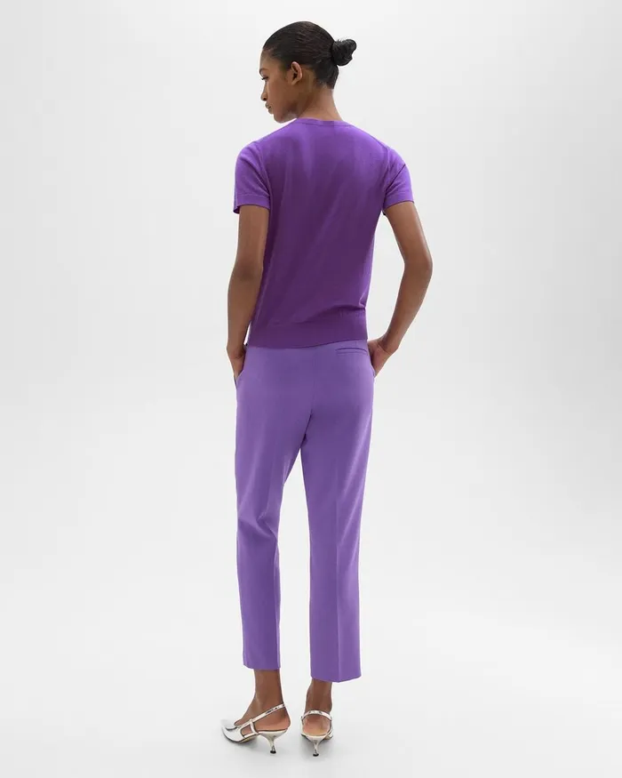 Women Theory Suits HighWaist Slim Crop Pant In Admiral Crepe Bright Peony
