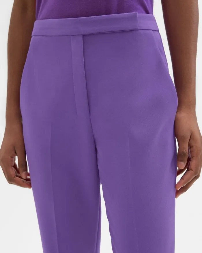 Women Theory Suits HighWaist Slim Crop Pant In Admiral Crepe Bright Peony