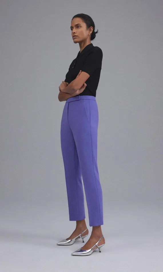 Women Theory Suits HighWaist Slim Crop Pant In Admiral Crepe Bright Peony