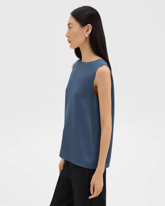 Women Theory Tops Shell Top In Silk Georgette Ash Blue