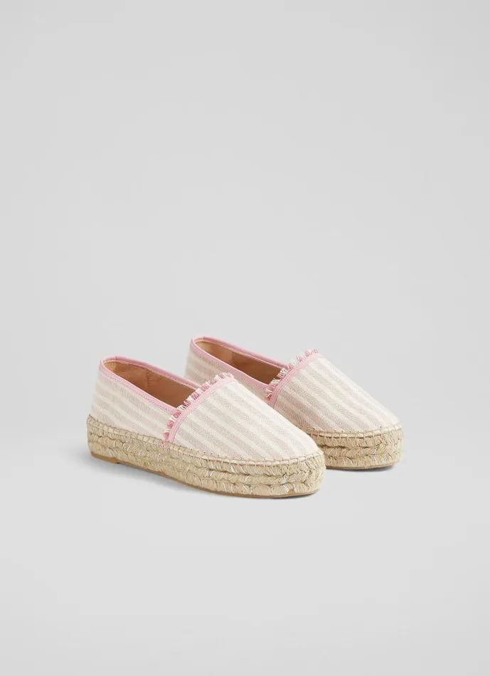Women Tiana Pink Canvas Flatform Espadrilles Light Pink LKBennett Flats Women Tiana Pink Canvas Flatform Espadrilles Light Pink LKBennett Flats