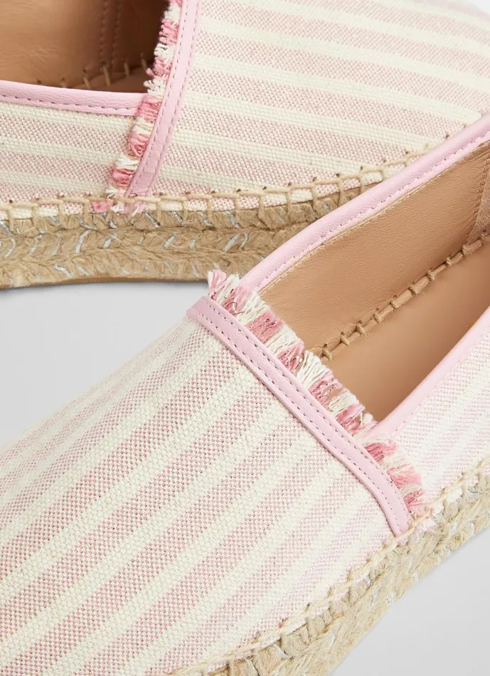 Women Tiana Pink Canvas Flatform Espadrilles Light Pink LKBennett Flats Women Tiana Pink Canvas Flatform Espadrilles Light Pink LKBennett Flats