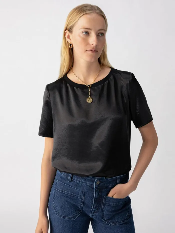 Women Timeless Satin Tee Black Sanctuary Clothing Tees and Tops