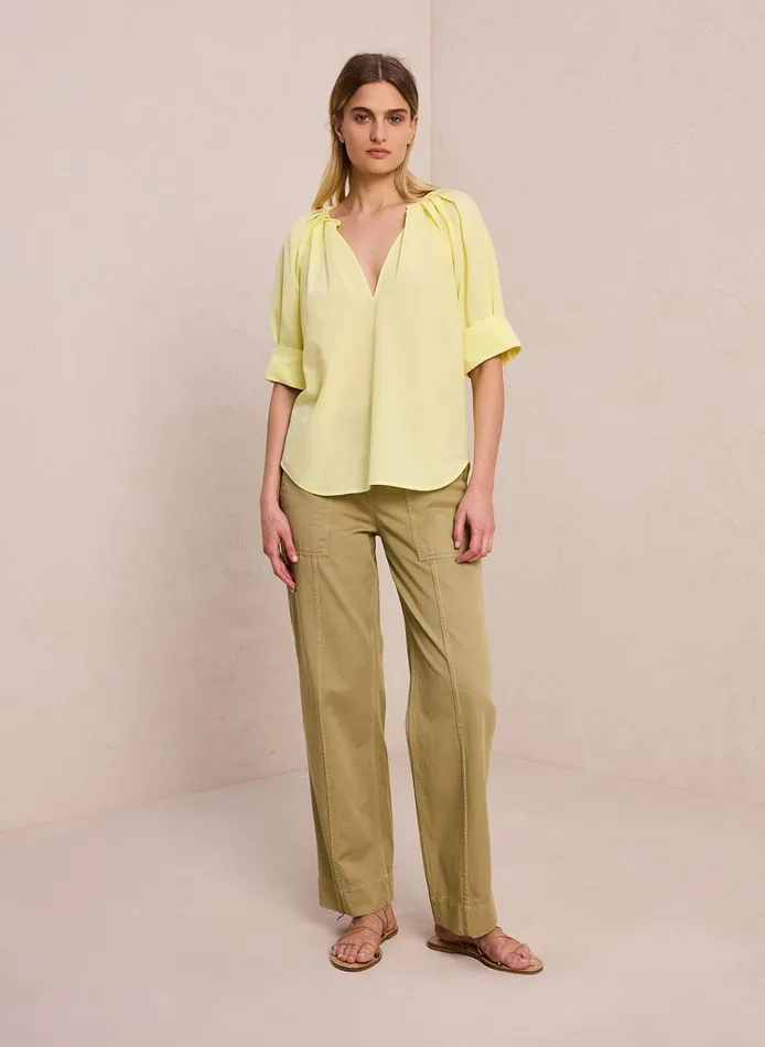 Women Tops ALC Carey Cotton Matte Top Canary