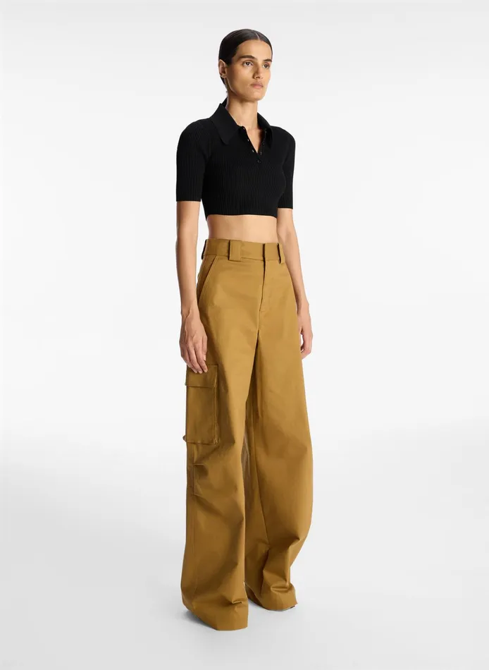 Women Tops ALC Cropped Atlas Rib Knit Top Black