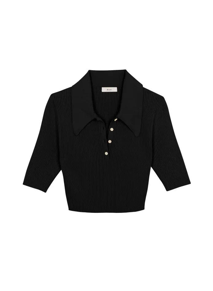 Women Tops ALC Cropped Atlas Rib Knit Top Black