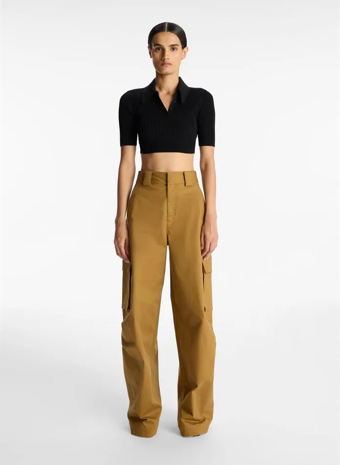 Women Tops ALC Cropped Atlas Rib Knit Top Black