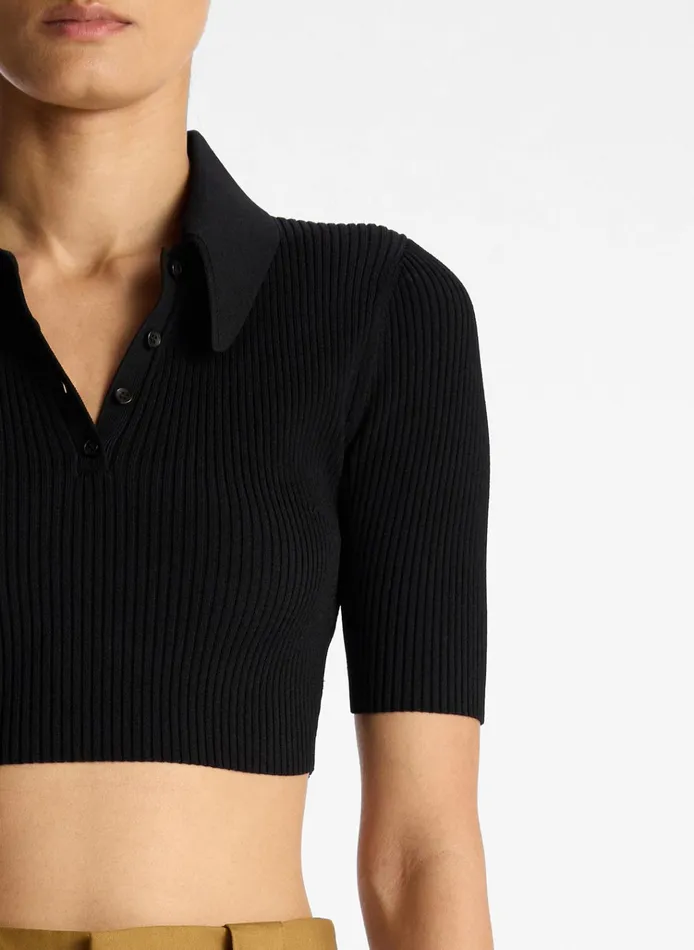 Women Tops ALC Cropped Atlas Rib Knit Top Black