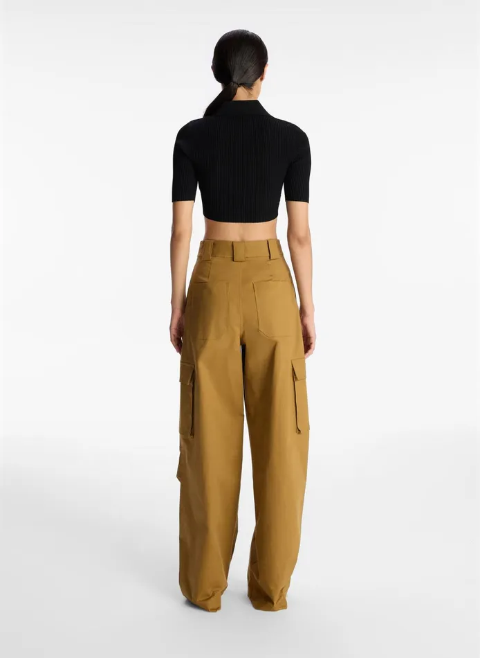 Women Tops ALC Cropped Atlas Rib Knit Top Black