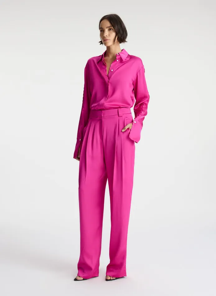 Women Tops ALC Haven Scalloped Satin Top Disco Pink