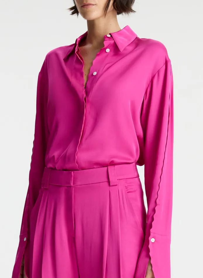 Women Tops ALC Haven Scalloped Satin Top Disco Pink