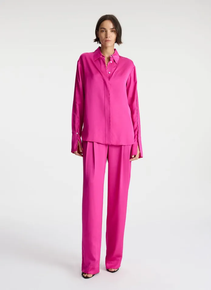 Women Tops ALC Haven Scalloped Satin Top Disco Pink