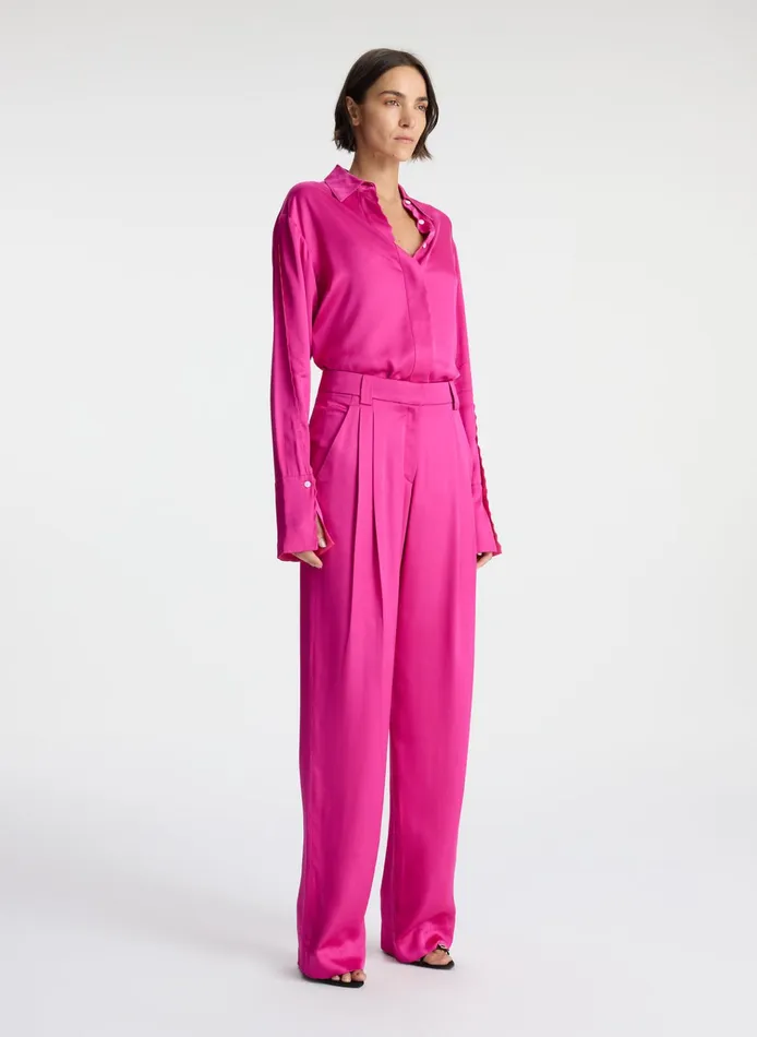 Women Tops ALC Haven Scalloped Satin Top Disco Pink