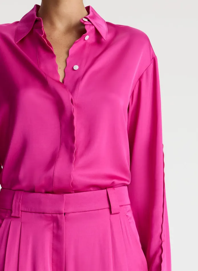 Women Tops ALC Haven Scalloped Satin Top Disco Pink