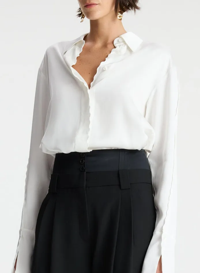 Women Tops ALC Haven Scalloped Satin Top White
