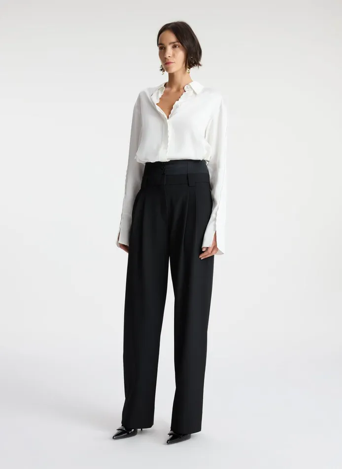 Women Tops ALC Haven Scalloped Satin Top White