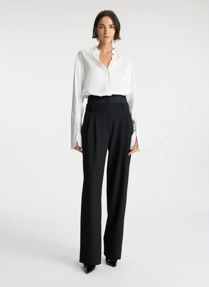 Women Tops ALC Haven Scalloped Satin Top White