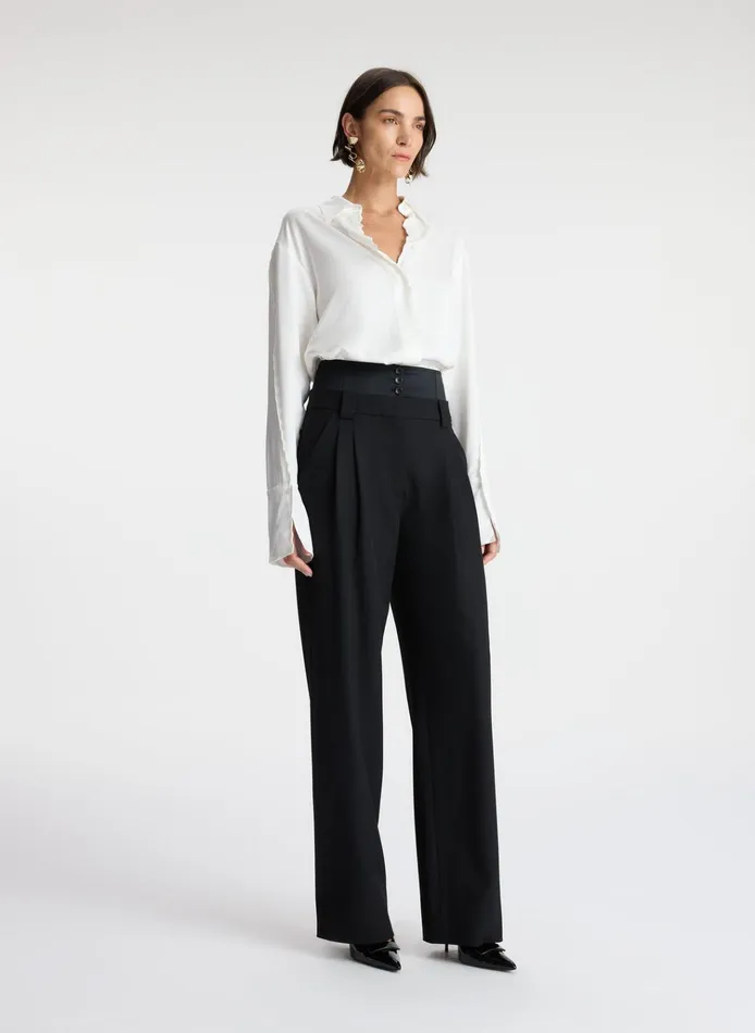 Women Tops ALC Haven Scalloped Satin Top White