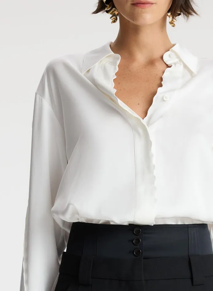 Women Tops ALC Haven Scalloped Satin Top White
