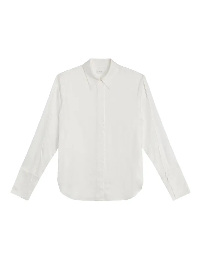 Women Tops ALC Haven Scalloped Satin Top White