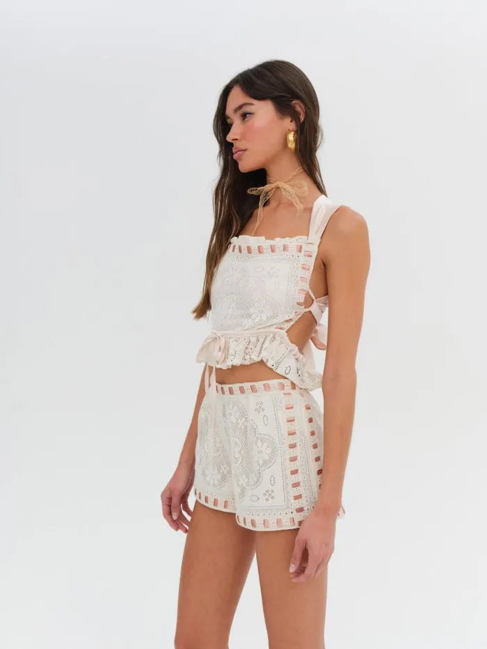 Women Tops For Love and Lemons Charlotte Lace Top Beige Women Tops For Love and Lemons Charlotte Lace Top Beige