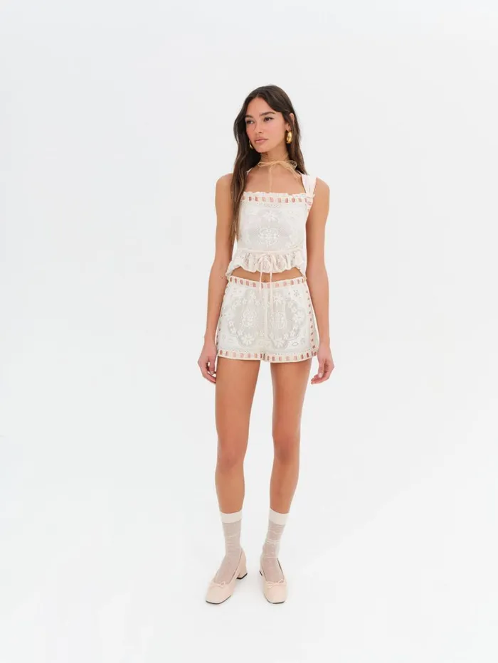 Women Tops For Love and Lemons Charlotte Lace Top Beige Women Tops For Love and Lemons Charlotte Lace Top Beige